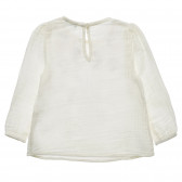 Bluză albă din bumbac cu mâneci lungi, cu motive florale Benetton 217091 4