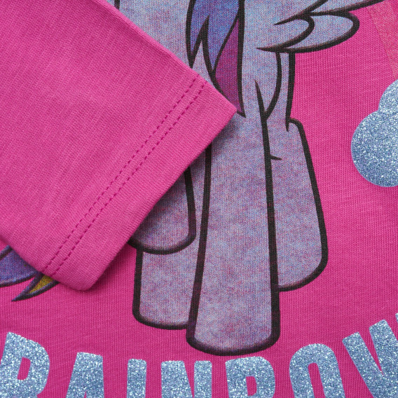 Bluză roz din bumbac cu inscripție din brocart pentru fetițe Benetton 217130 3