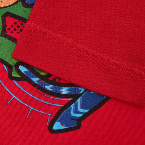 Bluză roșie cu mânecă lungă din bumbac cu imprimeu PJ MASKS pentru bebeluși Benetton 217134 3
