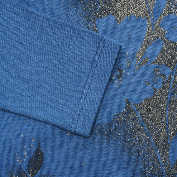 Bluză din bumbac albastru cu imprimeu floral pentru bebelusi Benetton 217146 3