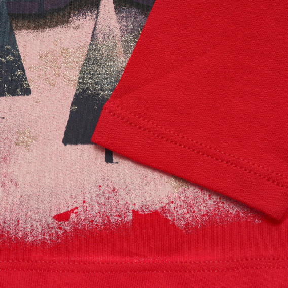 Bluză roșie cu mâneci lungi, din bumbac Benetton 217150 3