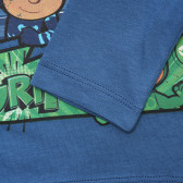 Bluză albastră cu mâneci lungi din bumbac, cu imprimeu Benetton 217178 3