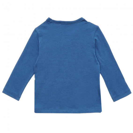 Bluză albastră cu mâneci lungi din bumbac, cu imprimeu Benetton 217179 4