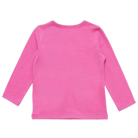 Bluză roz din bumbac cu mâneci lungi și imprimeu Benetton 217203 4