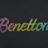 Bluză neagră din bumbac cu inscripția mărcii Benetton 217237 2