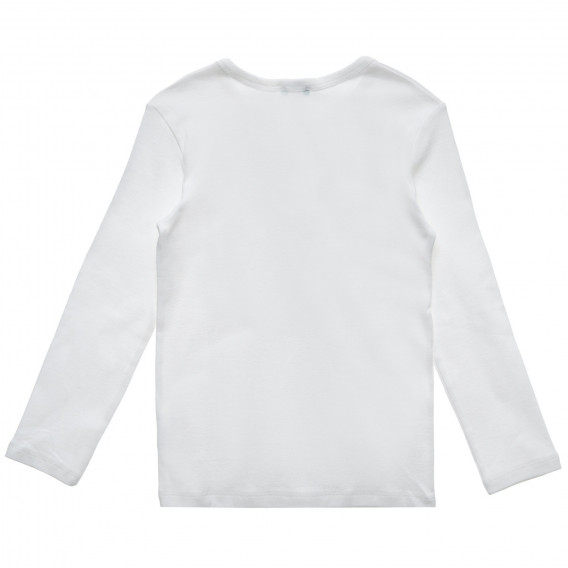Bluză albă din bumbac cu mâneci lungi și inscripție Benetton 217259 4