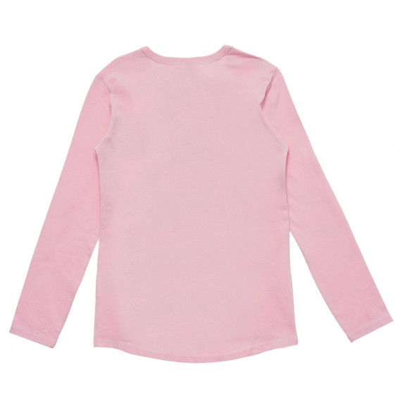 Bluză roz, din bumbac, cu inscripție Benetton 217275 4
