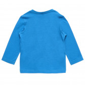 Bluză albastră din bumbac cu mâneci lungi și inscripție Benetton 217299 4
