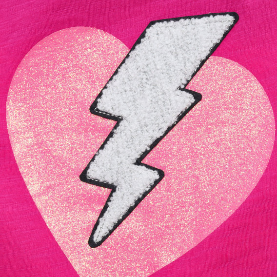 Bluză roz cu imprimeu inimă din bumbac  Benetton 217464 2
