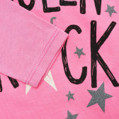 Bluză roz din bumbac cu inscripția Sunt regina Rock-ului pentru bebeluși Benetton 217477 3