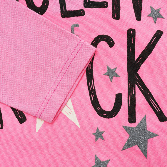Bluză roz din bumbac cu inscripția Sunt regina Rock-ului pentru bebeluși Benetton 217477 3