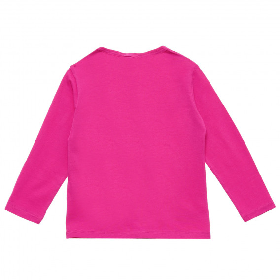Bluză roz din bumbac cu inscripția Girl Power 35 Benetton 217486 4