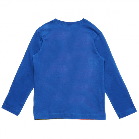 Bluză albastră cu mâneci lungi din bumbac cu imprimeu Benetton 217570 4