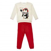 Pijamale din bumbac alb cu roșu Benetton 217595 