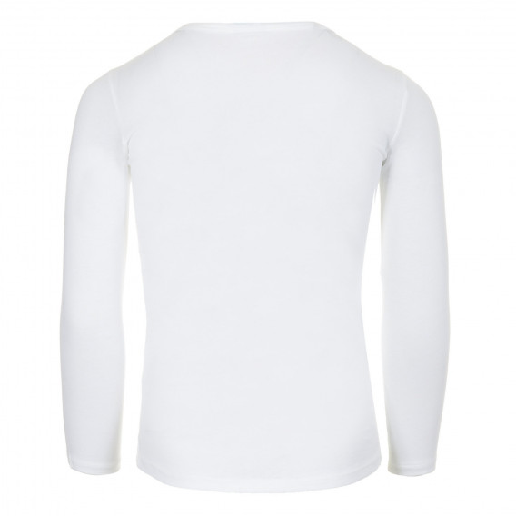 Bluză albă cu mâneci lungi și inscripție, din bumbac  Benetton 217630 4