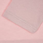 Bluză roz din bumbac cu inscripție din brocart Benetton 217658 3