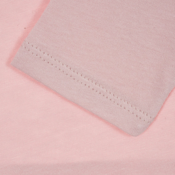 Bluză roz din bumbac cu inscripție din brocart Benetton 217658 3