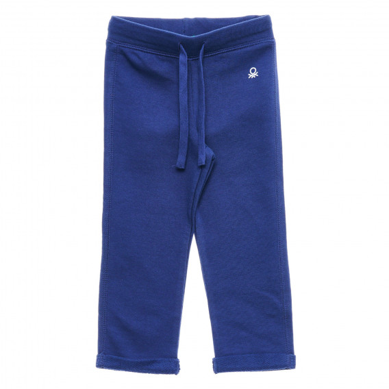 Pantaloni din bumbac cu sigla mărcii, albastru Benetton 217713 
