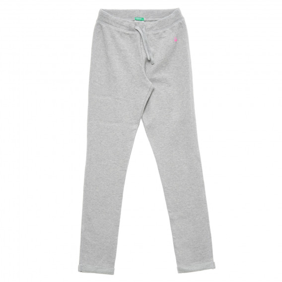Pantaloni din bumbac cu sigla mărcii, gri Benetton 217717 5