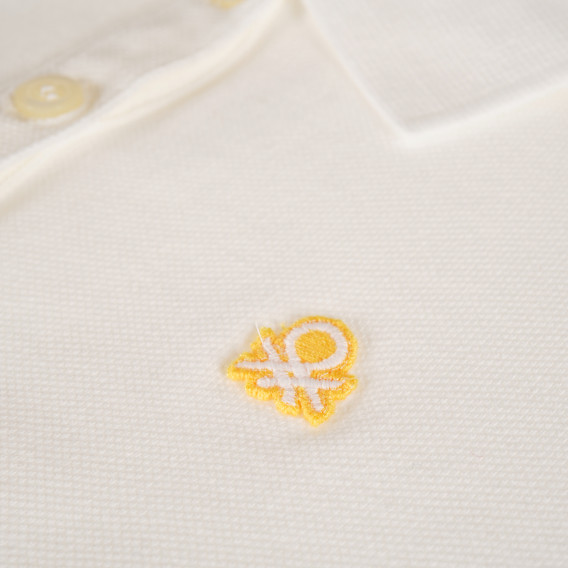 Bluză din bumbac alb cu mâneci scurte și sigla mărcii Benetton 217896 3