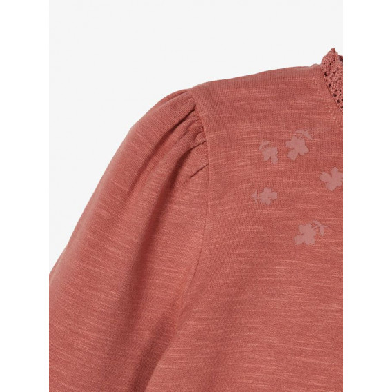 Bluză din bumbac cu mâneci bufante și volane, roz Name it 218016 3