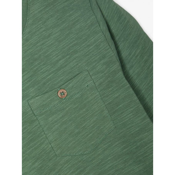 Bluză din bumbac organic cu buzunar, verde Name it 218037 3