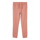 Pantaloni din bumbac organic cu șnur, roz Name it 218385 