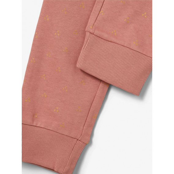 Pantaloni din bumbac organic cu șnur, roz Name it 218388 4