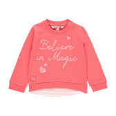 Hanorac roz din bumbac cu inscripția Believe in magic Boboli 218957 