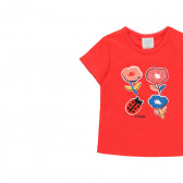 Tricou din bumbac roșu cu imprimeu floral Boboli 218998 3