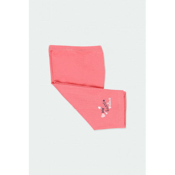 Colanți scurți din bumbac roz cu inscripție Boboli 219029 4