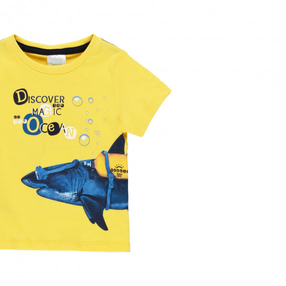 Tricou galben din bumbac cu imprimeu rechin Boboli 219040 3