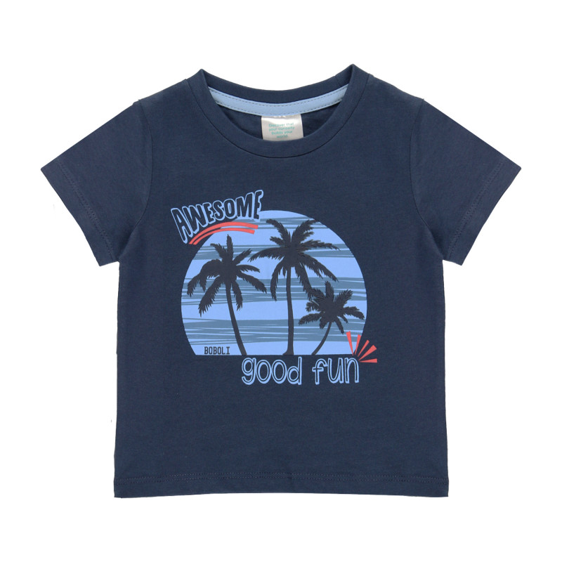 Tricou din bumbac cu imprimeu palmier, albastru  219071
