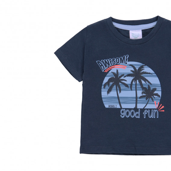 Tricou din bumbac cu imprimeu palmier, albastru Boboli 219073 3