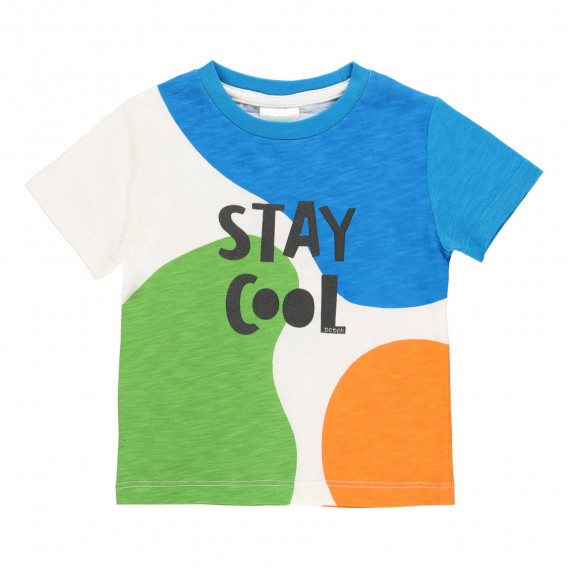 Tricou din bumbac cu inscripția Stay cool, multicolor Boboli 219084 
