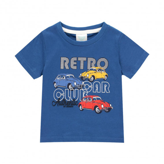 Tricou din bumbac cu imprimeu mașini, albastru Boboli 219101 