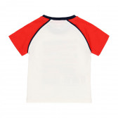 Tricou din bumbac cu mâneci roșii, alb Boboli 219108 2