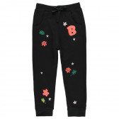 Pantaloni din bumbac cu imprimeu floral, negri Boboli 219201 