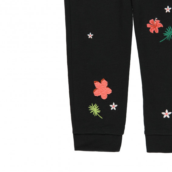 Pantaloni din bumbac cu imprimeu floral, negri Boboli 219204 4