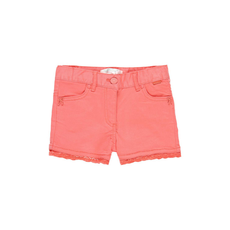 Pantaloni scurți din bumbac cu dantelă la tiv, roz  219435