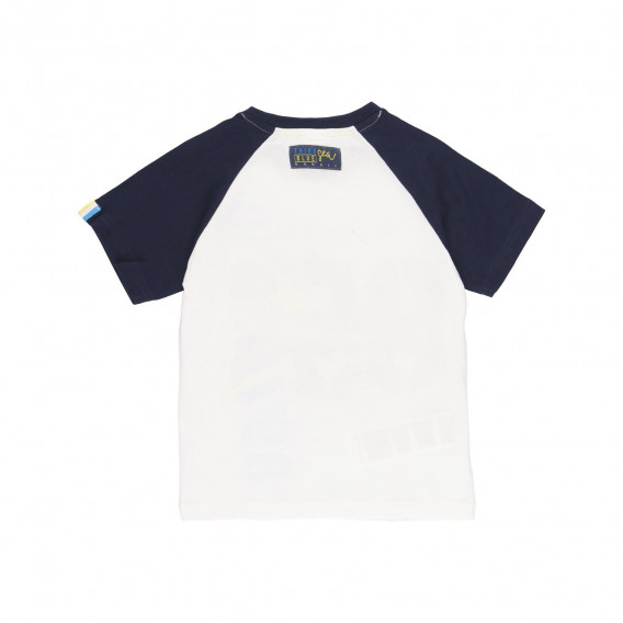 Tricou din bumbac cu mâneci albastre, alb Boboli 219450 2