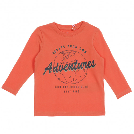 Bluza din bumbac organic cu imprimeu grafic pentru bebeluși, portocalie Name it 219555 