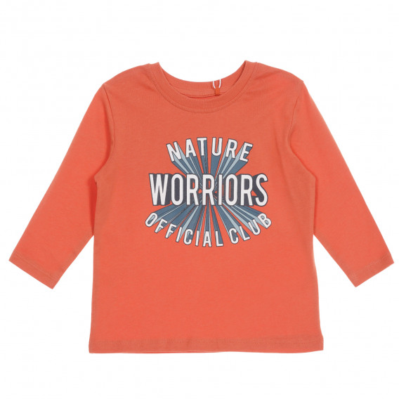 Bluza din bumbac organic cu imprimeu grafic pentru băieți, de culoare corai Name it 219594 