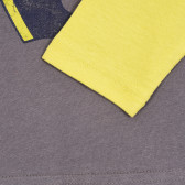 Bluză din bumbac cu mâneci lungi pentru băieței, gri cu mâneci galbene Chicco 219686 3