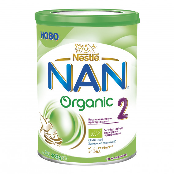 Lapte matern pentru sugari NAN Organic 2, 6+ luni, cutie 400 g Nestle 219918 