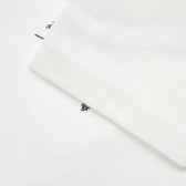 Bluză din bumbac cu imprimeu și fundă aplicată, albă Benetton 220918 3
