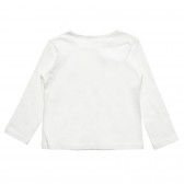 Bluză din bumbac cu imprimeu și fundă aplicată, albă Benetton 220919 4