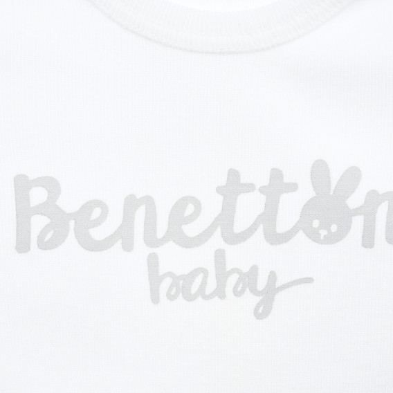 Bluză din bumbac cu imprimeu grafic, pentru copii, albă Benetton 220937 2