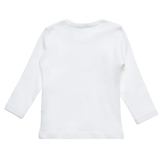 Bluză din bumbac cu imprimeu grafic, pentru copii, albă Benetton 220939 4
