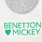 Bluză din bumbac Mickey Mouse, albă Benetton 220941 2